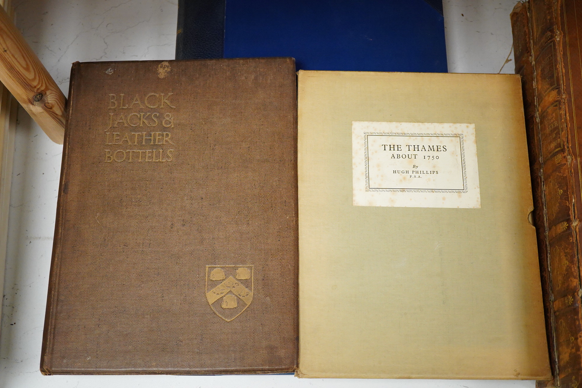 Baker, Oliver - Black Jacks and Leather Bottells ... limited numbered edition, signed by the author. title printed in red and black, 24 plates (3 coloured), num. texts engravings; original gilt pictorial and lettered clo